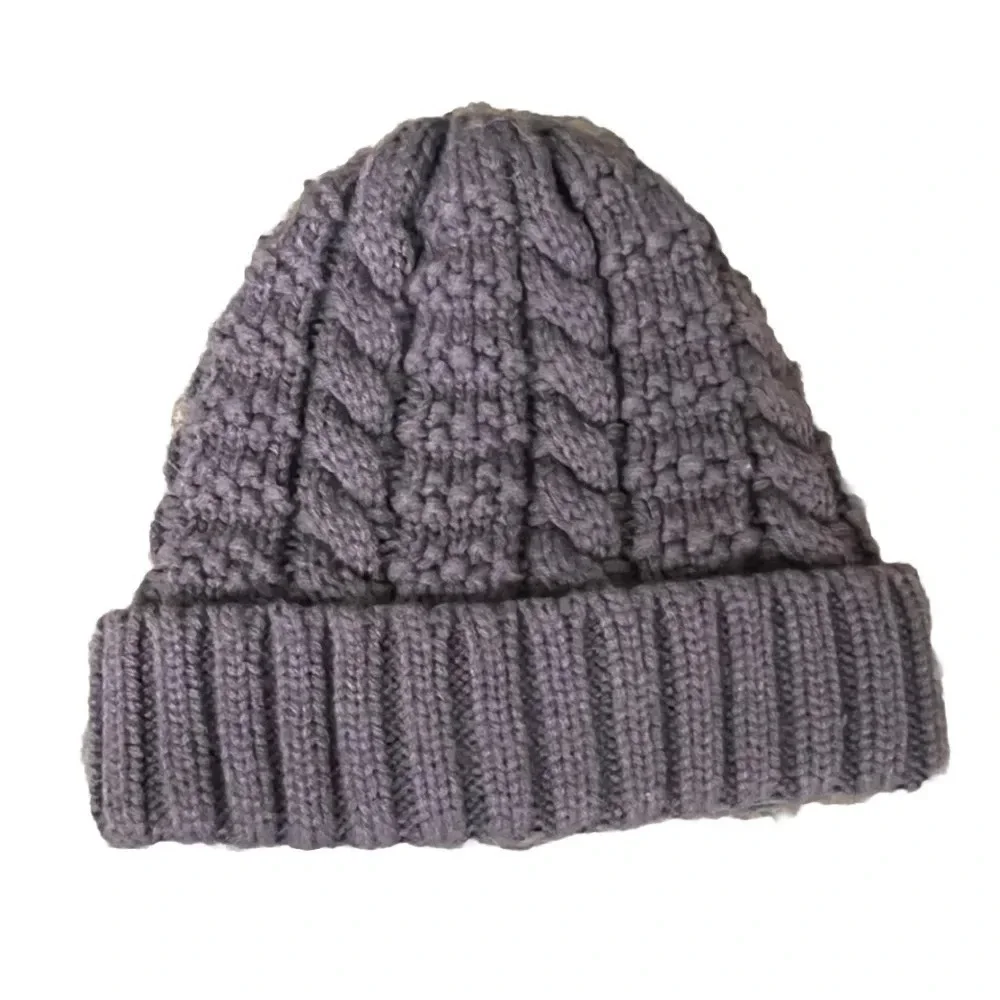 Adrienne Landau Gray Cable Knit Beanie Hat Unisex Winter Gorpcore One Size
